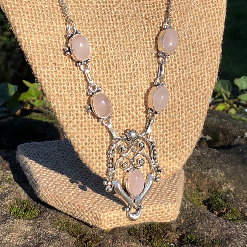 SOLD Rose quartz necklace - Picture 7 of 8